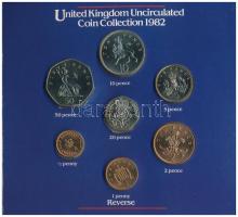 Nagy-Britannia 1982. 1/2p-50p "II. Erzsébet" forgalmi sor karton dísztokban, a belső tok r...