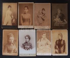 cca 1870-1900 8 db keményhátú fotó nőkről klf  magyar fényképészek műterméből / 8 vintage photos of women