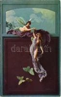 1917 Les Papillons. Sculptochromie A. Noyer 1914. No. 31. / Butterflies - erotic art s: Mastroianni (Rb)