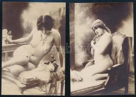 cca 1900 Finoman erotikus fotók, 2 db, 10,×6,5 cm