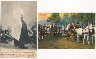 4 db régi bosnyák török népviseletes képeslap, folklór / 4 pre-1945 Bosnian Turkish folklore postcar...