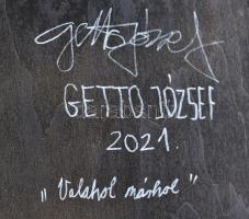 Getto József (1993-): Valahol máshol. Vegyes technika, fa, falemezen, jelzett a hátoldalán. 39x35 cm