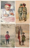 4 db régi osztrák-magyar és német katonai képeslap / 4 pre-1945 Austro-Hungarian K.u.k. and German military postcards