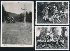 cca 1930 Cserkészek, 6 db fotó, 9×6 és 12×8,5 cm
