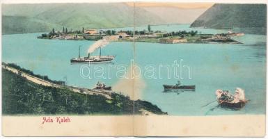 1902 Ada Kaleh. Kis alakú, kinyitható montázsolt panorámalap / small-sized folding panoramacard (18 x 9 cm) (r)