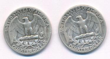 Amerikai Egyesült Államok 1951D. 25c Ag + 1951. 25c Ag T:2-
USA 1951D. 25 Cent Ag + 1951. 25 Cent A...