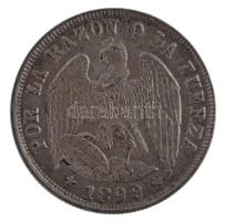 Chile 1892. 1/2d Ag T:2 Chile 1892. 1/2 Decimo Ag C:XF Krause KM#137.3