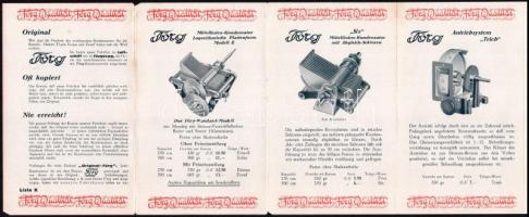 cca 1930 Förg kondenzátor katalógus, illusztrált