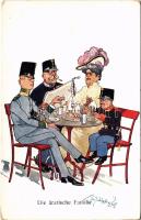 Katonai család a kávézóban / K.u.k. military family. B.K.W.I. 441. s: Fritz Schönpflug