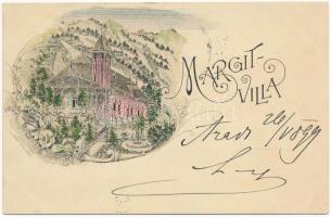 1899 (Vorläufer) Arad, Margit villa. Lith. Réthy L. és Fia / villa. Art Nouveau, floral, litho