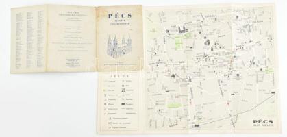 Pécs térképe utcanévjegyzékkel, 1963, III. javított kiadás, kissé foltos kaidói papírborítóban, 23x34