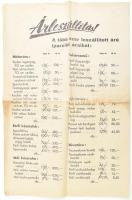 cca 1960 Az Állami Áruház árleszállítási tájékoztatója, sok iparcikk felsorolásával, hajtott, 47×30 cm