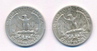 Amerikai Egyesült Államok 1954. 25c Ag + 1954D 25c Ag T:2- fo.
USA 1954. 25 Cent Ag + 1954D 25 Cent...