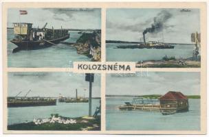 1930 Kolozsnéma, Klízska Nemá; uszályok, úszó hajómalom, ANDOR oldalkerekes gőzhajó / barges, floating ship (boat) mill (EK)