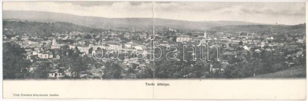 1908 Torda, Turda; Undy Domokos kiadása, 2-részes kihajtható panorámalap / 2-tiled folding panoramacard (Rb)