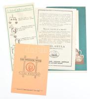 cca 1930-40 össz. 4 db kávét és teát népszerűsítő reklám szórólap: Fiumei Kávébehozatali Társaság (1 db) és Meinl Gyula (3 db), mind kétoldalas, részben lapszéli sérülésekkel, 17x12 és 23x15 cm közötti méretekben