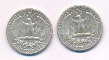 Amerikai Egyesült Államok 1957. 25c Ag + 1957D. 25c Ag T:2-
USA 1957. 25 Cent Ag + 1957D. 25 Cent A...