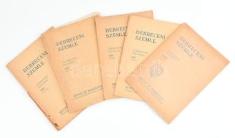1928-1933 Debreceni Szemle 5 száma. Papírkötések, kettő elvált a borítótól.