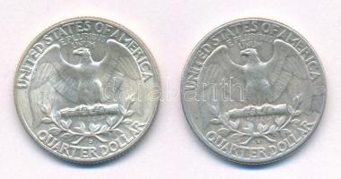 Amerikai Egyesült Államok 1958D 25c Ag (2x) T:1-,2
USA 1958D. 25 Cent Ag (2x) C:AU,XF