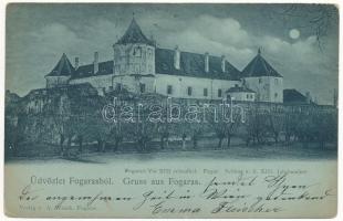 1899 (Vorläufer) Fogaras, Fagaras; Fogarasi vár a XIII. századból este. A. Wazek kiadása / Schloss / castle at night (EK)