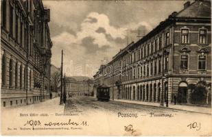 1903 Pozsony, Pressburg, Bratislava; Baross Gábor utca, villamos. Gelbers Anischtskartenausstellung No. 44. / street, tram (fa)