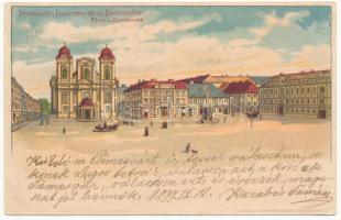 1899 (Vorläufer) Temesvár, Timisoara; Losonczy tér, Dóm templom. Corvina könyvkereskedés kiadása / Platz u. Domkirche / square, church. litho (EK)