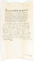 1810 Rudnay Sándor esztergomi érsek autográf aláírással ellátott okmánya érseki szárazpecséttel.