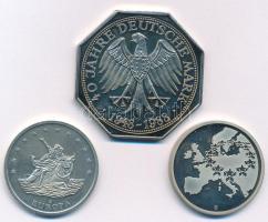 Németország 1988. 1M Cu-Ni 40 éves a német márka + 1997-1998. 10E Cu-Ni emlékkiadás (2xklf) T:1- (PP) ujjlenyomat Germany 1988. 1 Mark Cu-Ni 40 Jahre Deutsche Mark + 1997-1998. 10 Euro Cu-Ni uncirculated commemorative coin (2xdiff) C:AU (PP) fingerprint