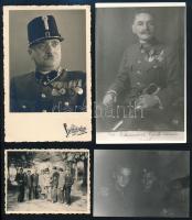 cca 1910-1945 10 db katonafotó, részben későbbi előhívás, közte egy korabeli fotólap számos kitüntetéssel dekorált katonáról Joanovics utóda kolozsvári műterméből, 4x6,5 és 14x9 cm közötti méretekben