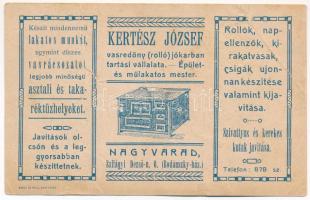 1910 Nagyvárad, Oradea; Kertész József vasredőny (rolló) üzletének reklámlapja. Szilágyi Dezső utca 6. (Bodánszky ház) / iron blind shop advertisement (b)
