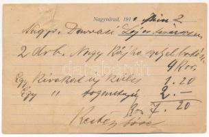 1910 Nagyvárad, Oradea; Kertész József vasredőny (rolló) üzletének reklámlapja. Szilágyi Dezső utca ...