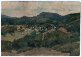 Muhits Sándor (1882-1956): Hegyvidéki táj. Akvarell, papír, jelzés nélkül. 23×32,5 cm.