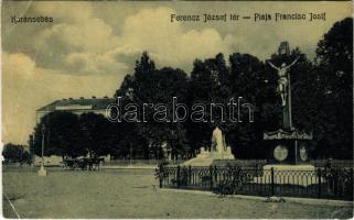 1911 Karánsebes, Caransebes; Ferenc József tér és szobor. W.L. 1450. / Piata Francisc Josif / square and monument of Franz Joseph I of Austria (fa)