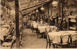 1915 Budapest VI. Waltz György Vendéglője a Kéményseprőhöz, étterem kertje, vendégek és pincérek. Aréna út 106. (ma Dózsa György út) (EK)