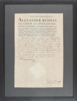 1810 Rudnay Sándor esztergomi érsek autográf aláírással ellátott okmánya érseki viaszpecséttel üvegezett keretben
