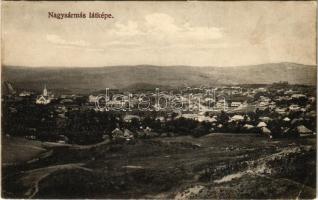 1914 Nagysármás, Sarmasu; látkép. Fogyasztási szövetkezet kiadása / general view (fa)