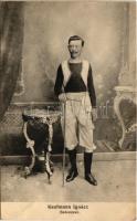Nagyszeben, Hermannstadt, Sibiu; Kaufmann Ignácz "Balanceur" cirkuszi artista. Lichtdruck v. Jos. Drotleff / circus acrobat (fa)
