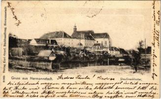1901 Nagyszeben, Hermannstadt, Sibiu; Ursulinenkloster / Orsolyiták zárdája télen. Karl Graef kiadása / Ursuline nunnery in winter (EB)