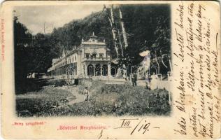 1899 (Vorläufer) Menyháza, Monyásza, Moneasa; Meleg gyógyfürdő. Divald Károly kiadása / spa, bath (EM)