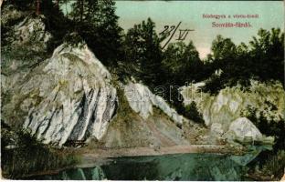 1908 Szováta-fürdő, Baile Sovata; Sóshegyek a Vörös-tónál. Divald Károly máintézete 32-1908. / salt rocks by the lake (EK)