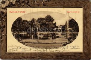 1913 Buziásfürdő, Baile Buzias; Szent Antal tó, csónakázók. Heksch Manó kiadása / lake, rowing boat (fa)