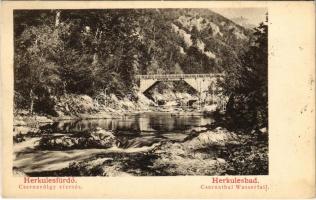 1901 Herkulesfürdő, Herkulesbad, Baile Herculane; Cserna-völgyi vízesés / Csernatal Wasserfall / waterfall, bridge (EK)
