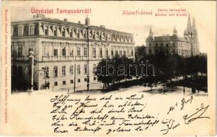 1899 (Vorläufer) Temesvár, Timisoara; Józsefvárosi zárda és templom. Kossak József udvari fényképész kiadása / nunnery and church (EK)