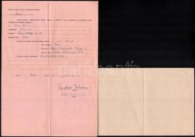 cca 1950 Engedély szőlőtőke kivágására + értesítés tartozás fejében lefoglalt borról