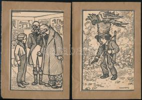 Haranghy Jenő (1894-1951): 2 db illusztráció. Nyomat, papír, jelzett a nyomaton 15x11 cm
