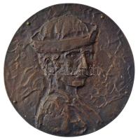 DN Férfi portré egyoldalas bronz emlékérem hátoldalán 4 függesztőponttal (125mm) T:1- patina
