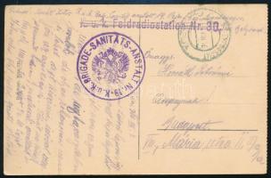 1916 Tábori posta képeslap K.u.k. BRIGADE-SANITÄTS-ANSTALT Nr.19. + EP PEJA