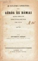 Svorényi József: Az ó-classica literatura vagy görög és római remek-irodalom' történelmének főbb pontjai. Eger, 1851., Érseki Főtanoda, IV+7-346+III+2 p. Átkötött félvászon-kötés, kopott borítóval, foltos címlappal, kissé foltos lapokkal, egy hiányzó lappal (5/6.), néhány aláhúzással, a címlapon bejegyzésekkel.