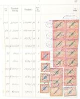 Bécs 1920 Értékpapír forgalmi napló lapja 714.60K értékű értékpapír forgalmi adóbélyeggel