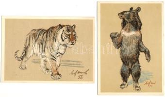 ÁLLATOK - 11 db modern szovjet grafikai képeslap / ANIMALS - 11 modern Soviet graphic postcards